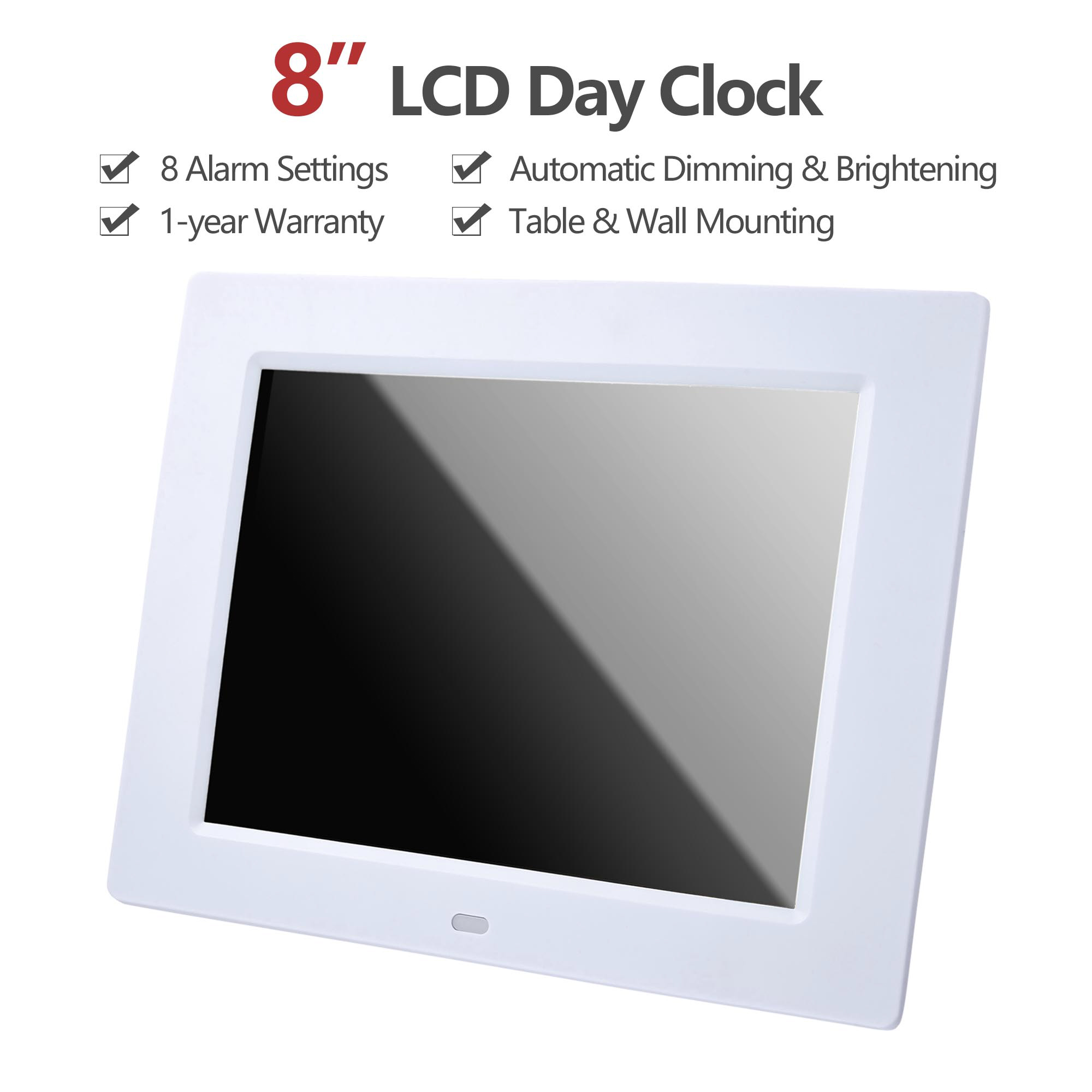 Yescom LCD Day Clock Digital Calendar Alarm Large Dementia Table Home Office 2 Pack