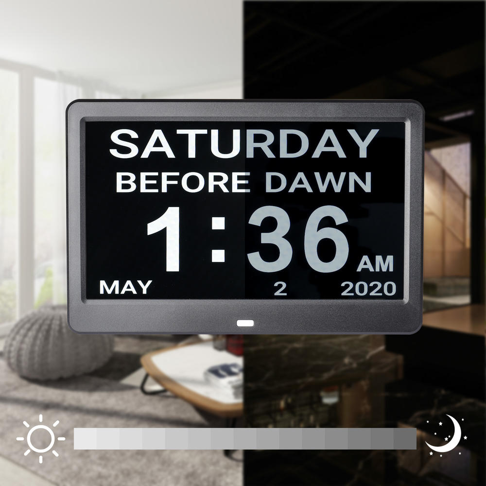 Yescom LCD Day Clock Digital Calendar Alarm Large Display Dementia Home Office 2 Pack