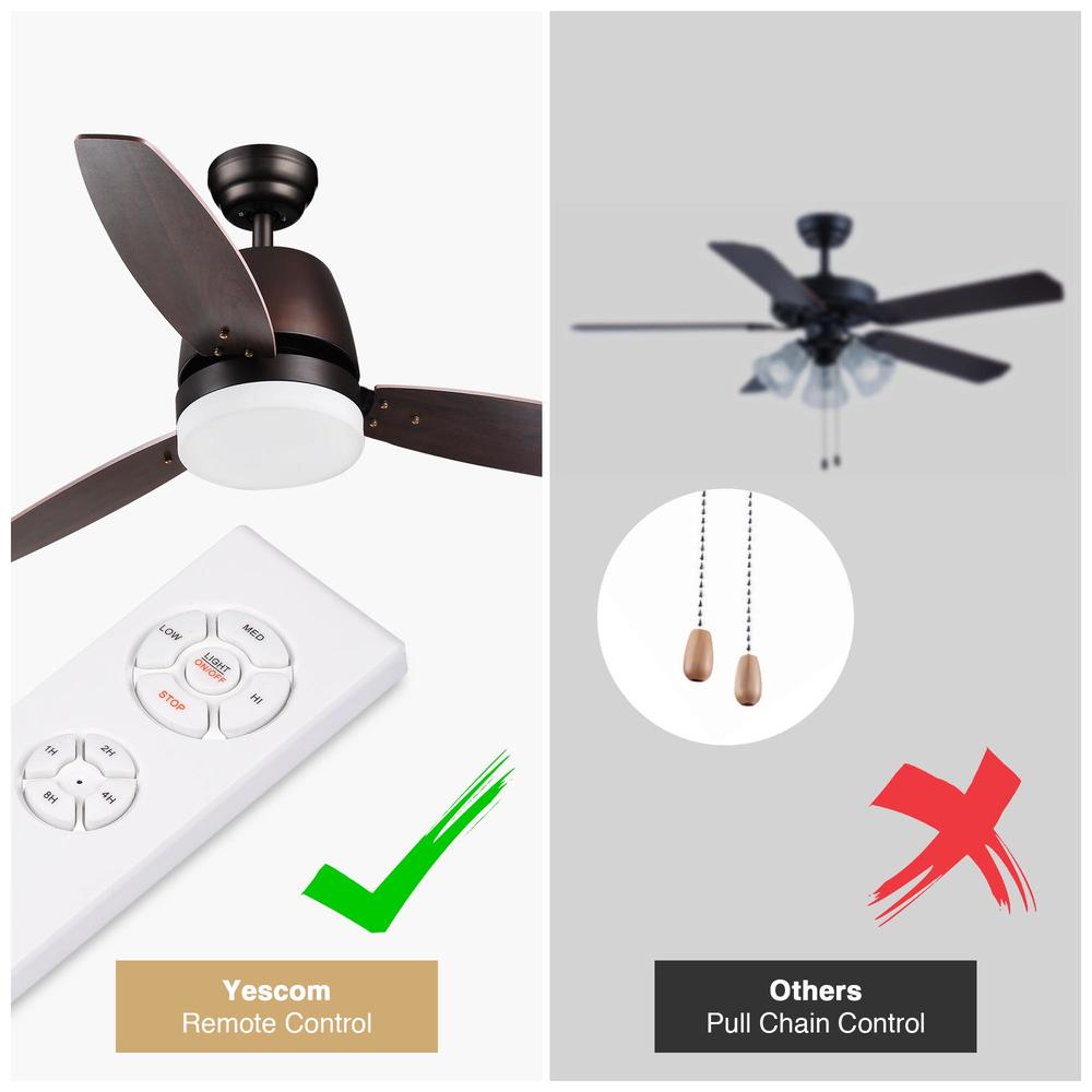 Delight 52" 3 Blades Ceiling Fan with LED Light and Remote Control Indoor Room Decoration