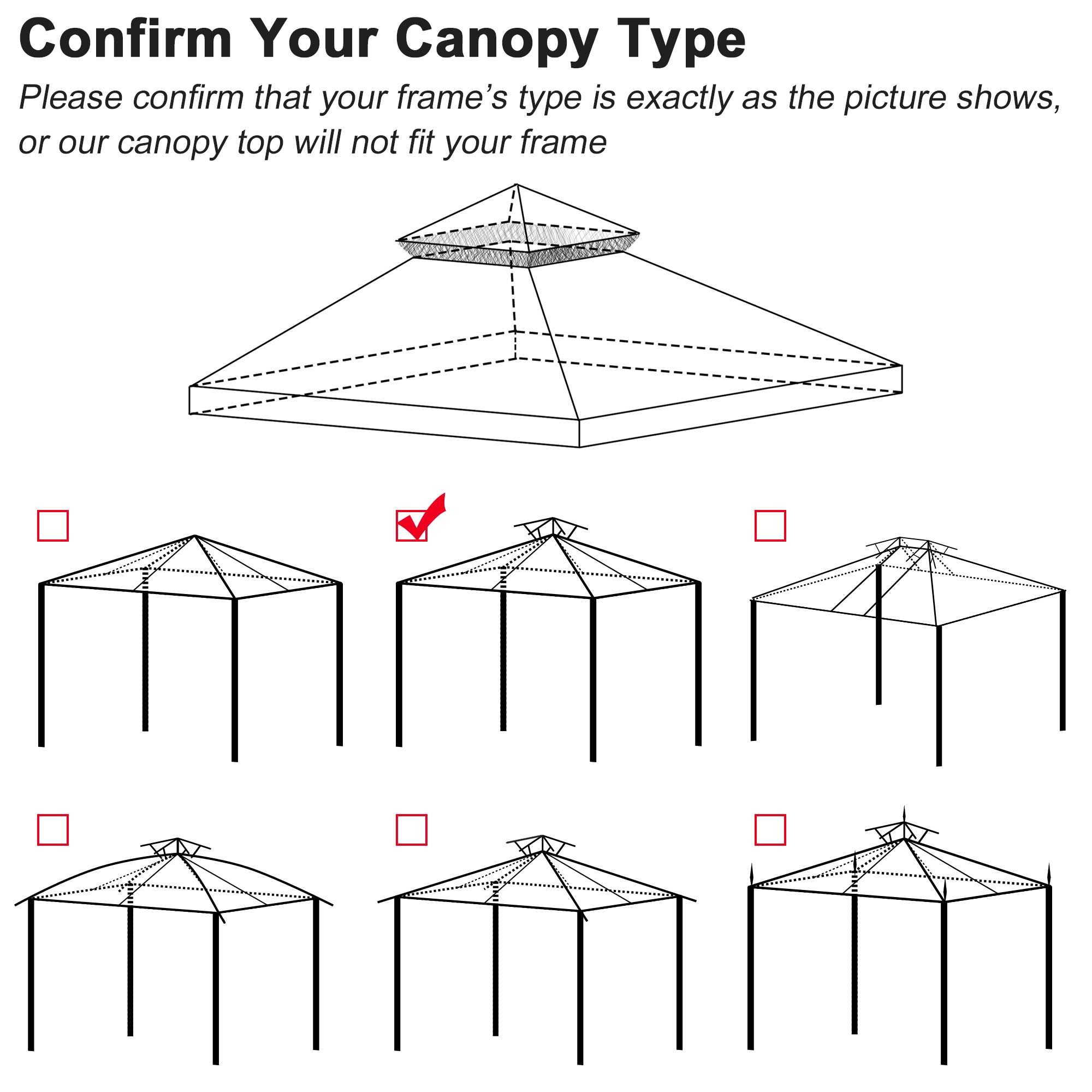 Yescom 10'x10' Gazebo Top Replacement for 2 Tier Outdoor Canopy Cover Patio Garden Yard Grey Y00910T09