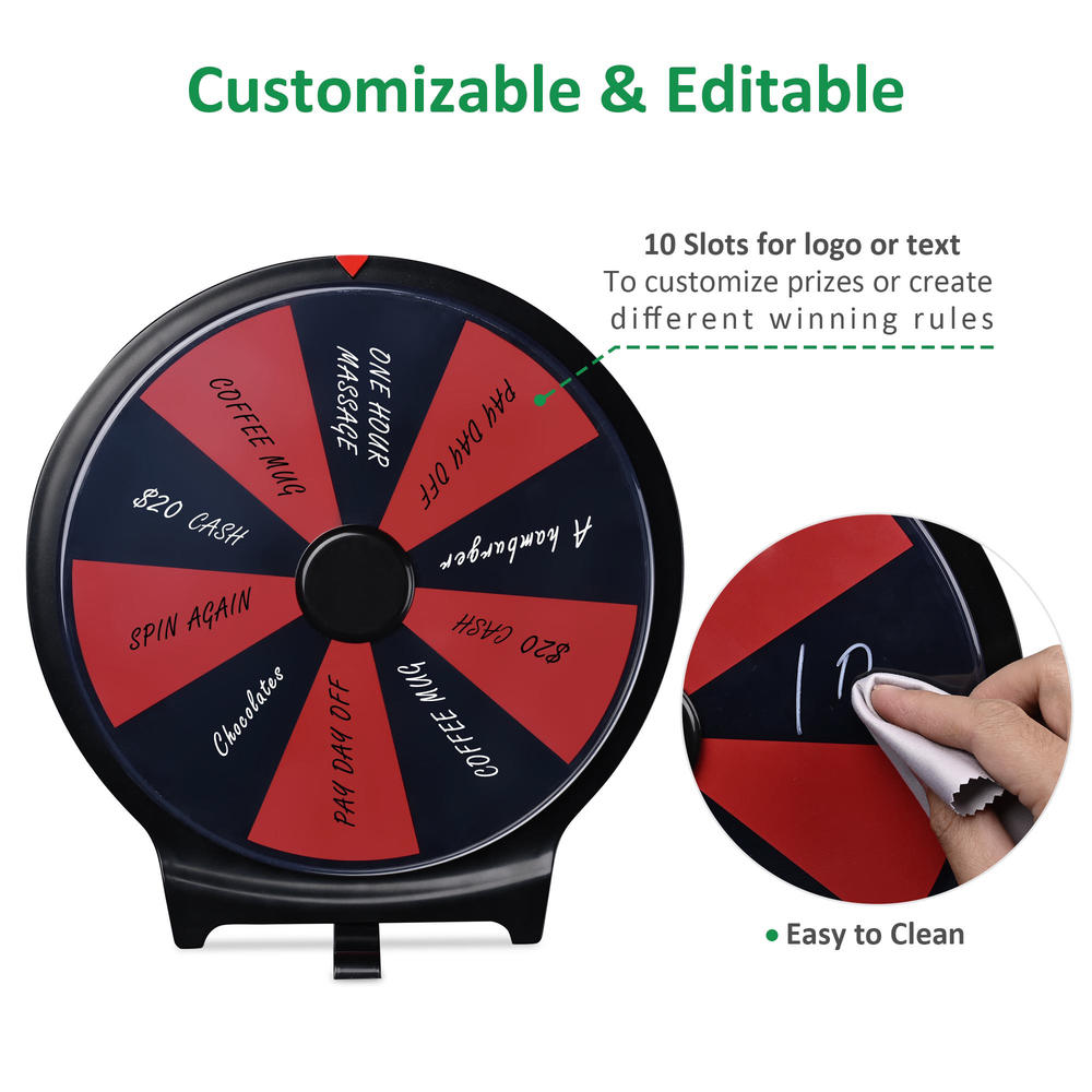 WinSpin 10" Double Sided Prize Wheel 10 Slots Spinning Game Dry Erase Carnival