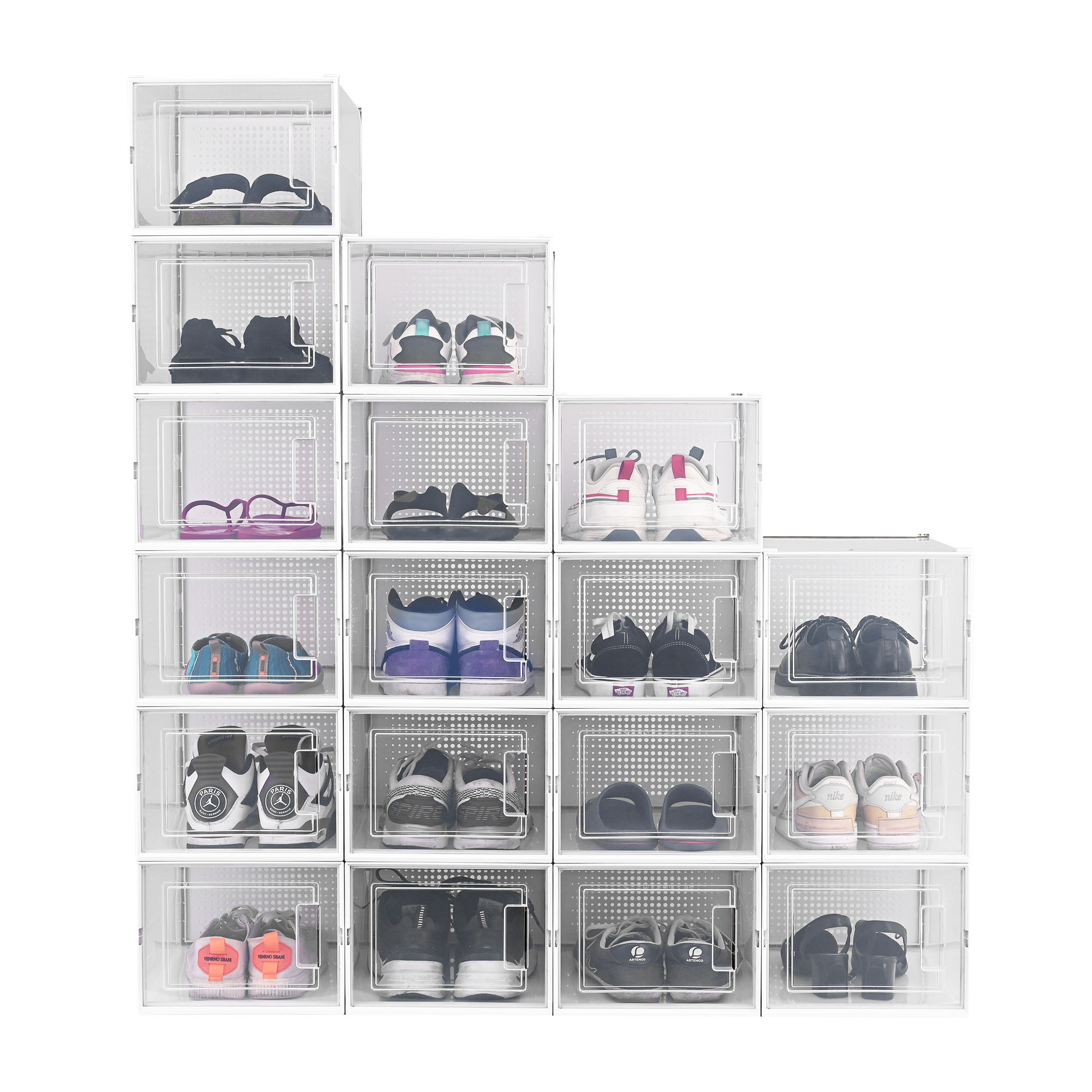 Yescom Shoe Storage Box Sneaker Case Stackable Organizer 2 6 8 18 36 Pack