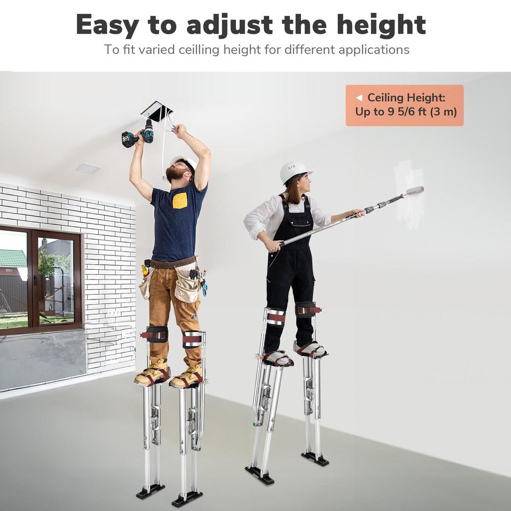 Yescom 36" - 50" Aluminum Drywall Stilts Adjustable Lifts Tool for Painting Painter Taping Silver