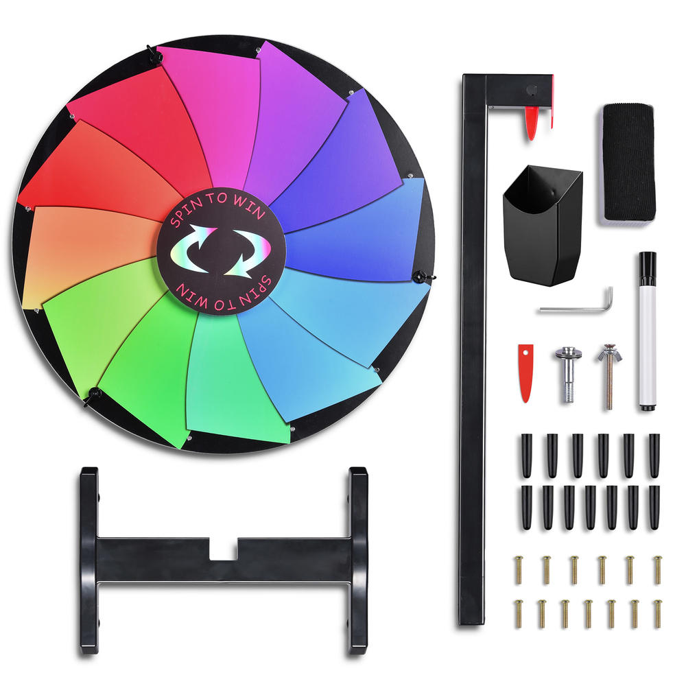 WinSpin 18" Tabletop Color Prize Wheel 12 Slots Spinning Wheel for Tradeshow Carnival Game