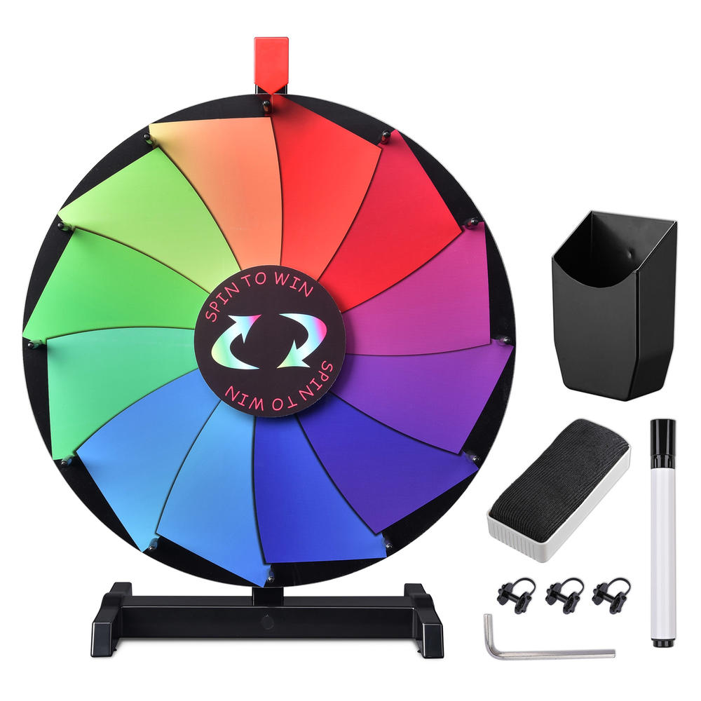 WinSpin 18" Tabletop Color Prize Wheel 12 Slots Spinning Wheel for Tradeshow Carnival Game