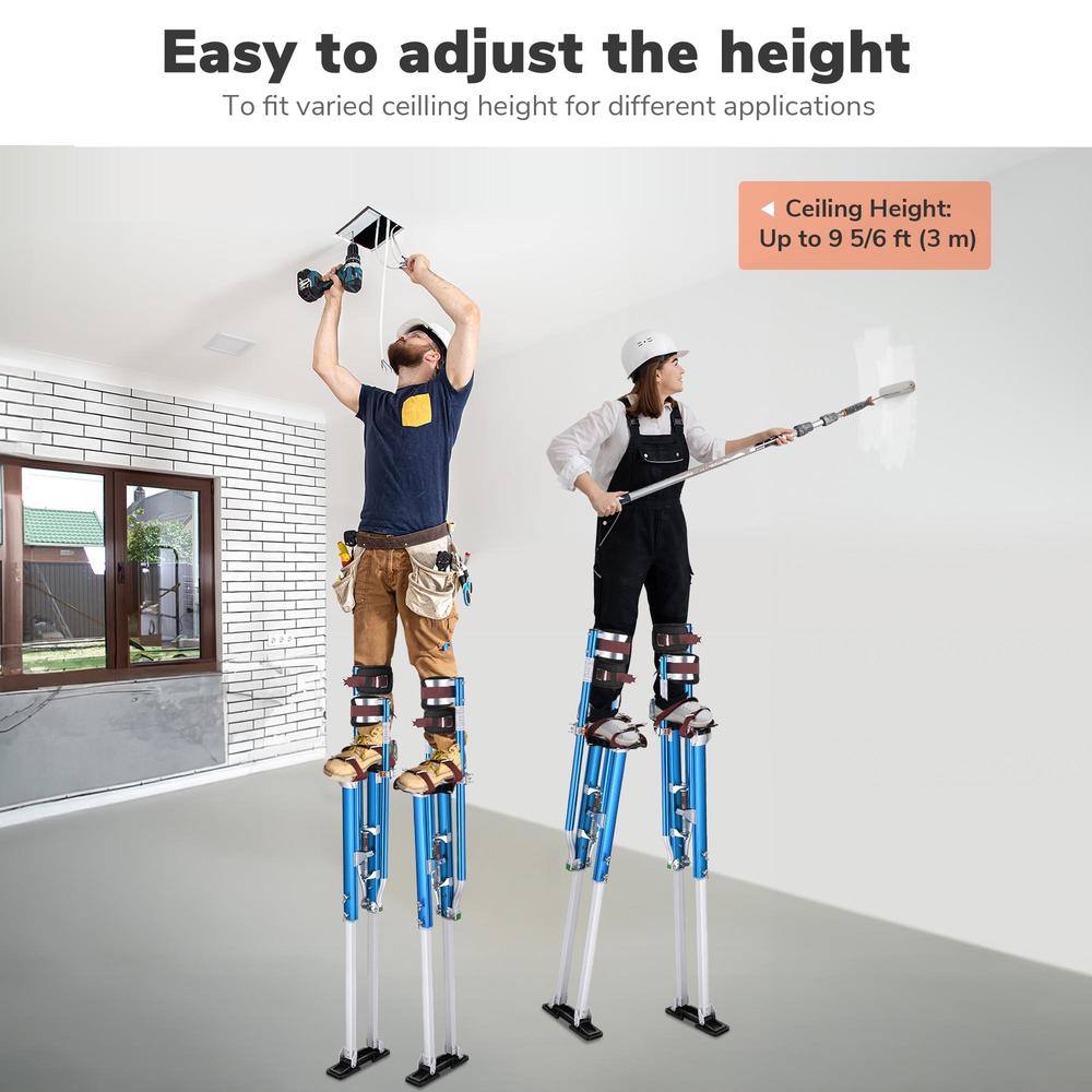 Yescom 50" - 64" Aluminum Drywall Stilts Adjustable Lifts Tool for Painting Painter Taping Blue