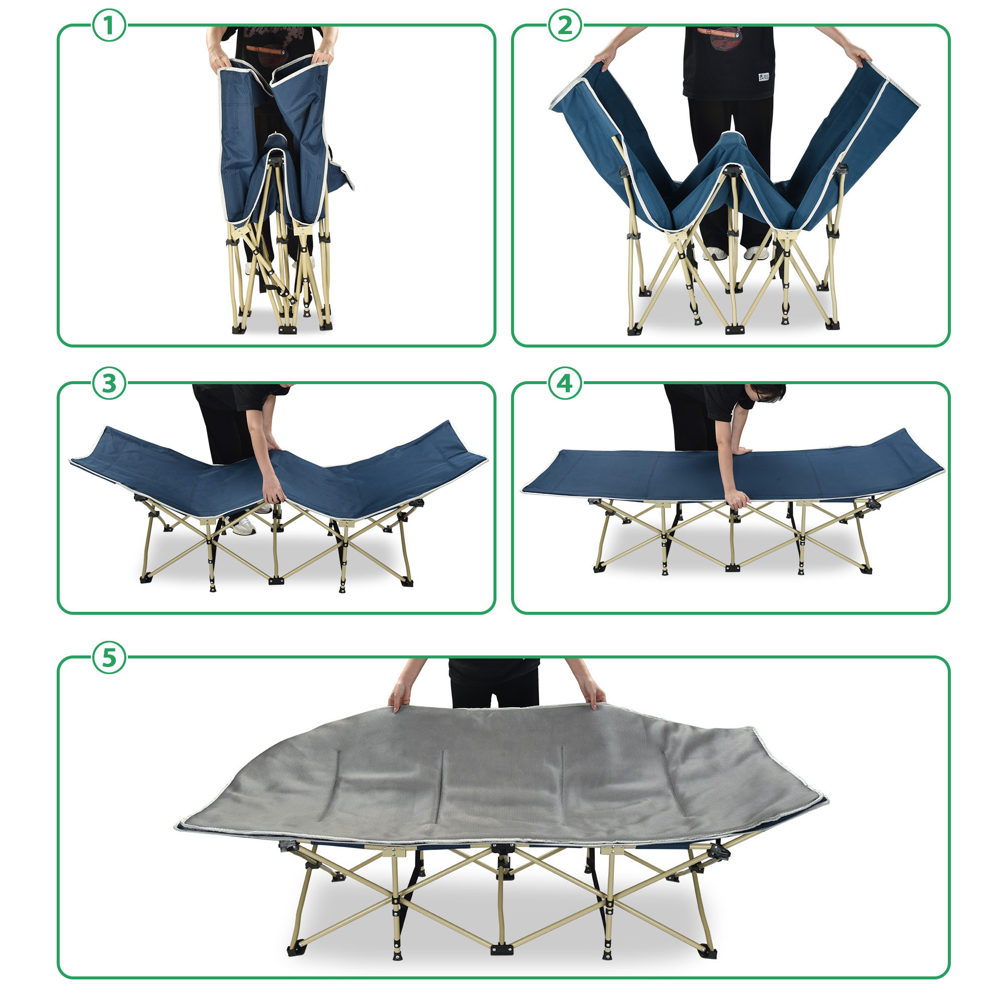 Yescom Folding Cot Collapsible Camping Bed with Carrying Bag Travel Outdoor Home 2 Pack