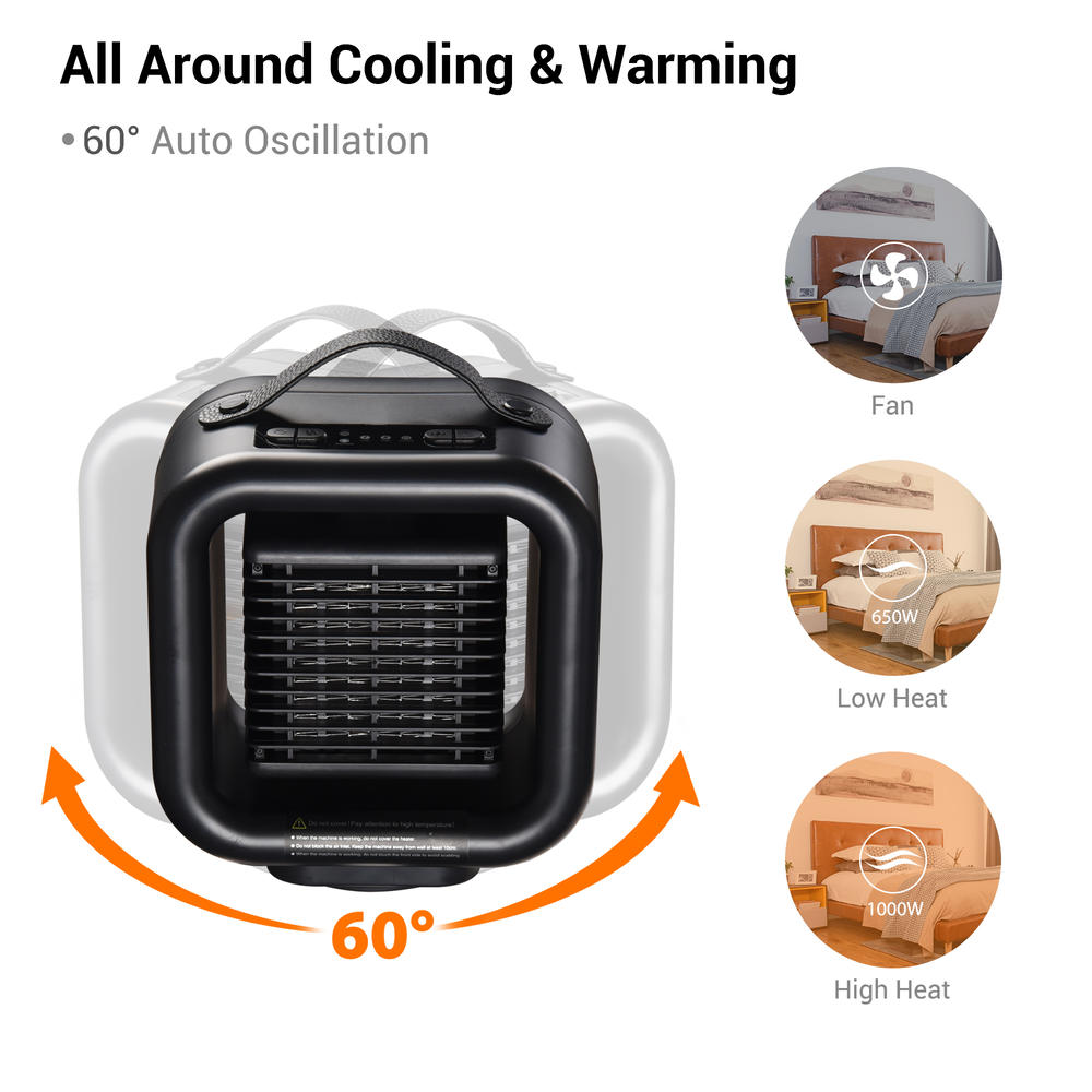 Yescom 4 Pack 1000W Mini PTC Oscillating Ceramic Heater Fan Warm Cool Overheat Protect
