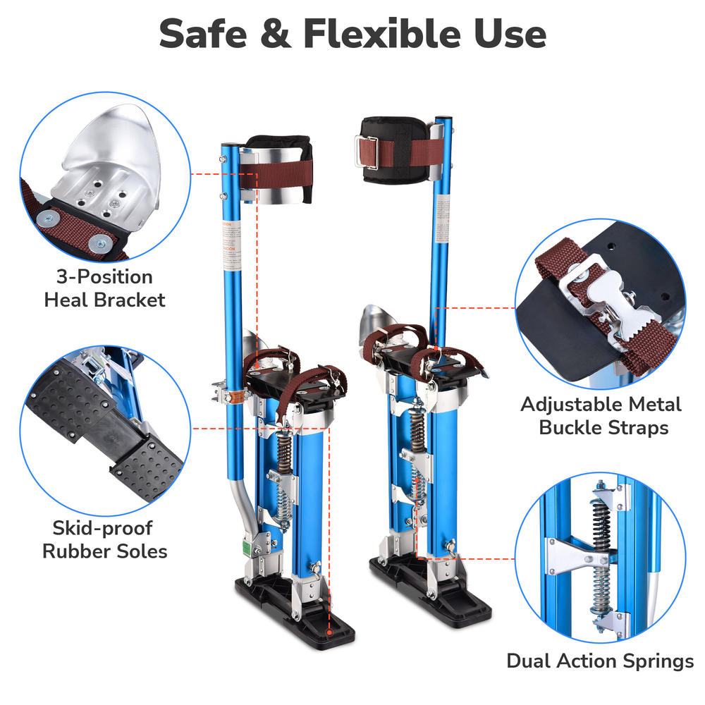 Yescom Adjustable Drywall Stilts 16"-24" Aluminum Work Tool for Painting Walking Taping