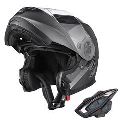 AHR Motorcycle Flip up Full Face Helmet Bluetooth 5.2 Headset DOT Approved S