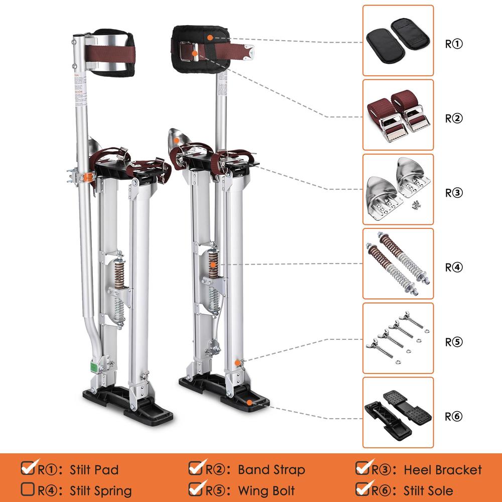 Yescom Stilt Soles Heel Bracket Leg Strap Pad Wingbolt Replacement Kit Drywall Stilts