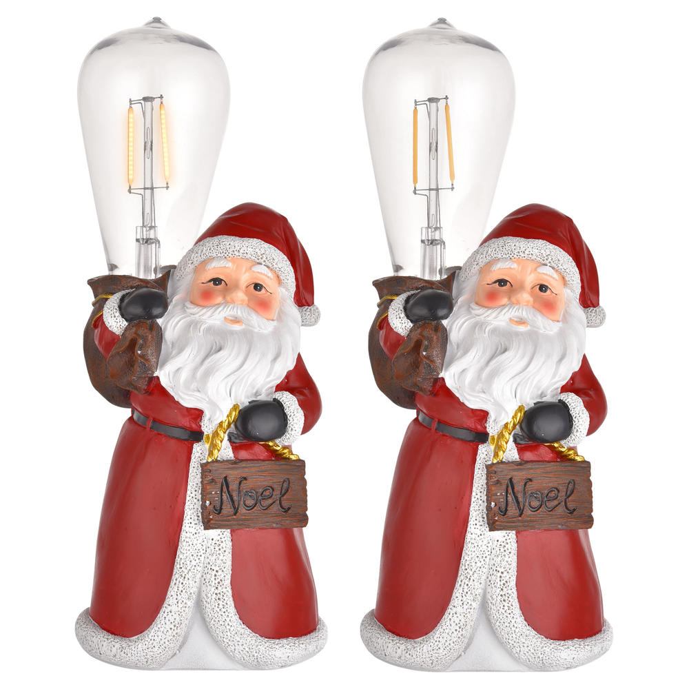 Yescom Resin Santa Claus Light Christmas Party Tabletop Decoration with LED Lamp 2 Pack