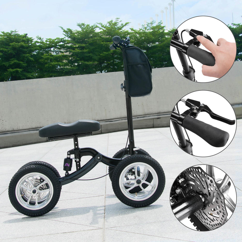 Yescom AplusBuy Steerable Knee Scooter Leg Walker Crutch Alternative All-terrain with Disk Brake