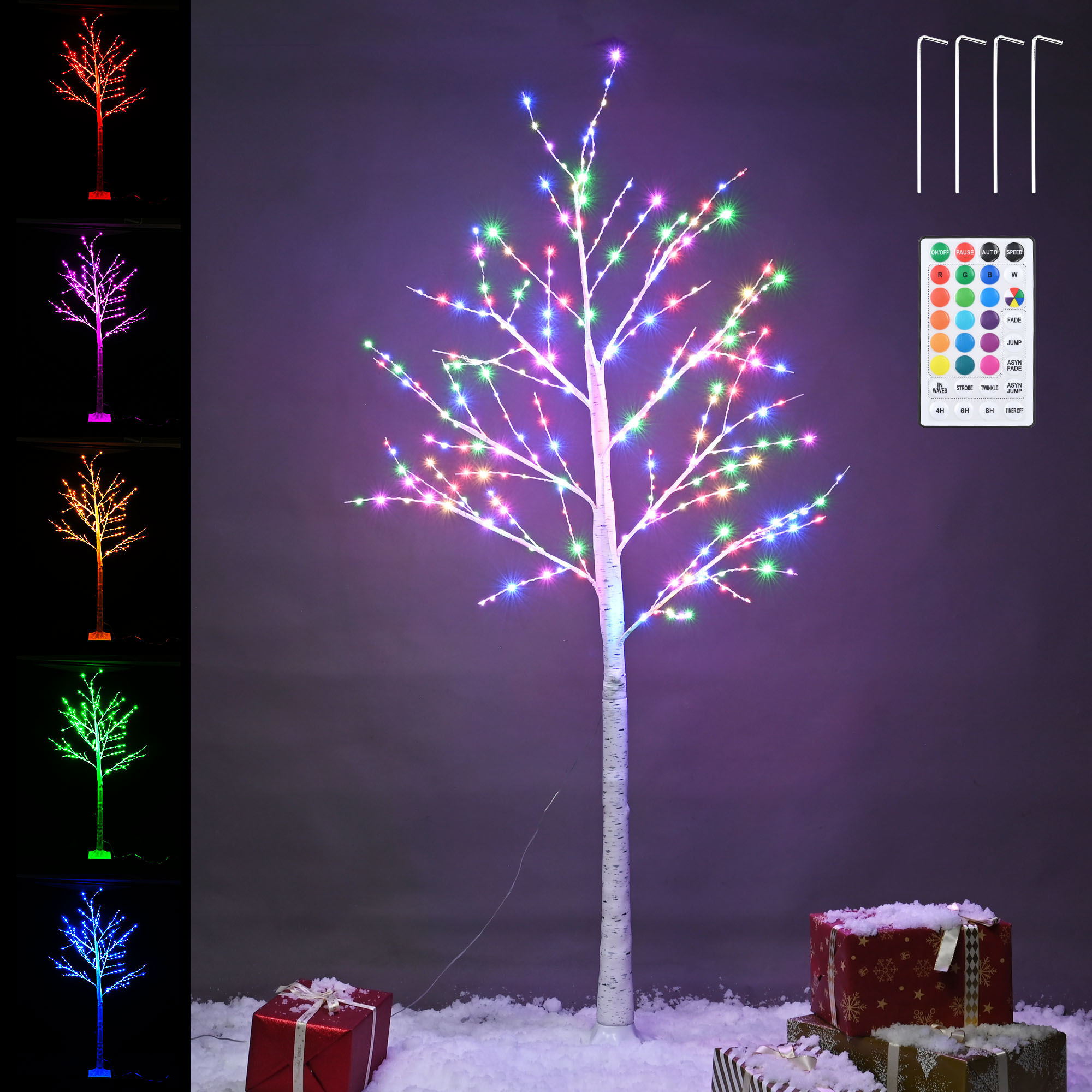 Yescom 6 Ft Birch Tree Light 305 RGB LED Color Changing Home Outdoor Christmas Decor