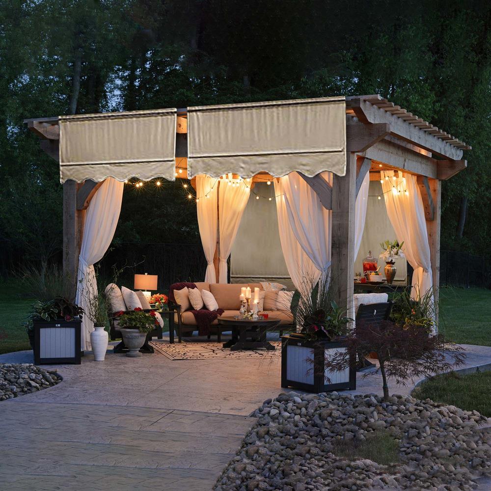Yescom 2 Pcs 15.5x4 Ft Pergola Canopy Cover Replacement with Valance Outdoor Garden Tan