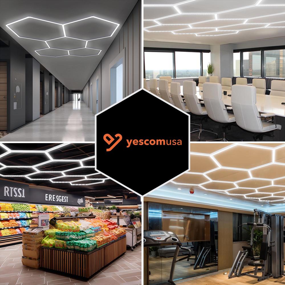 Yescom Upgrade Hexagon Garage LED Light 240W 26400 LM Honeycomb Ceiling Light Fixture 72 Pack