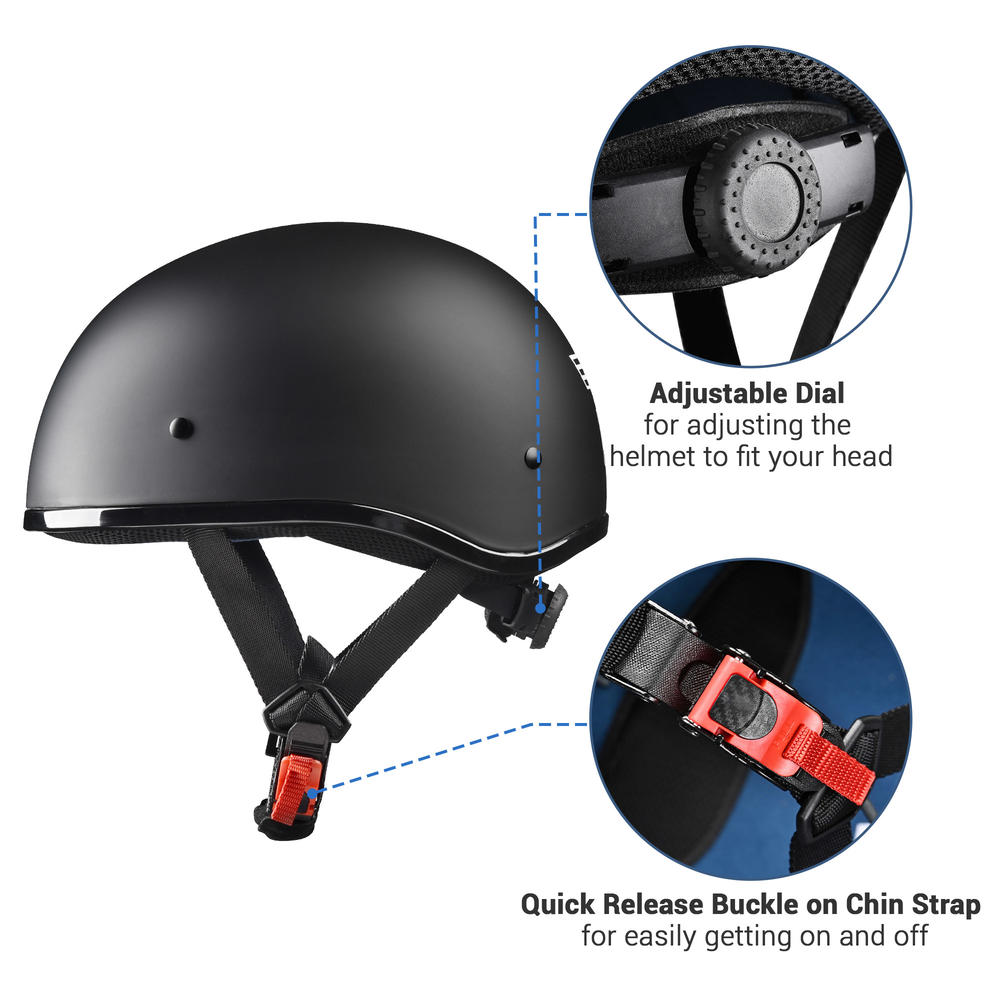 AHR Half Face Motorcycle Helmet DOT Approved Bike Chopper Cruiser Scooter