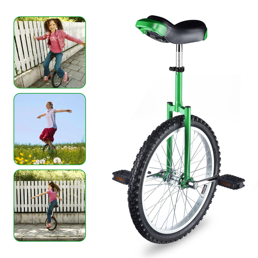 Yescom 20 In Wheel Outdoor Unicycle Leakproof Butyl Tire Circus Bike Balance Training for Adults Teenagers Kids, Green
