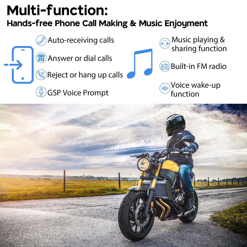 AHR HY-01S Motorcycle Bluetooth 5.1 Helmet Headset Intercom FM Headphone 2 Pack