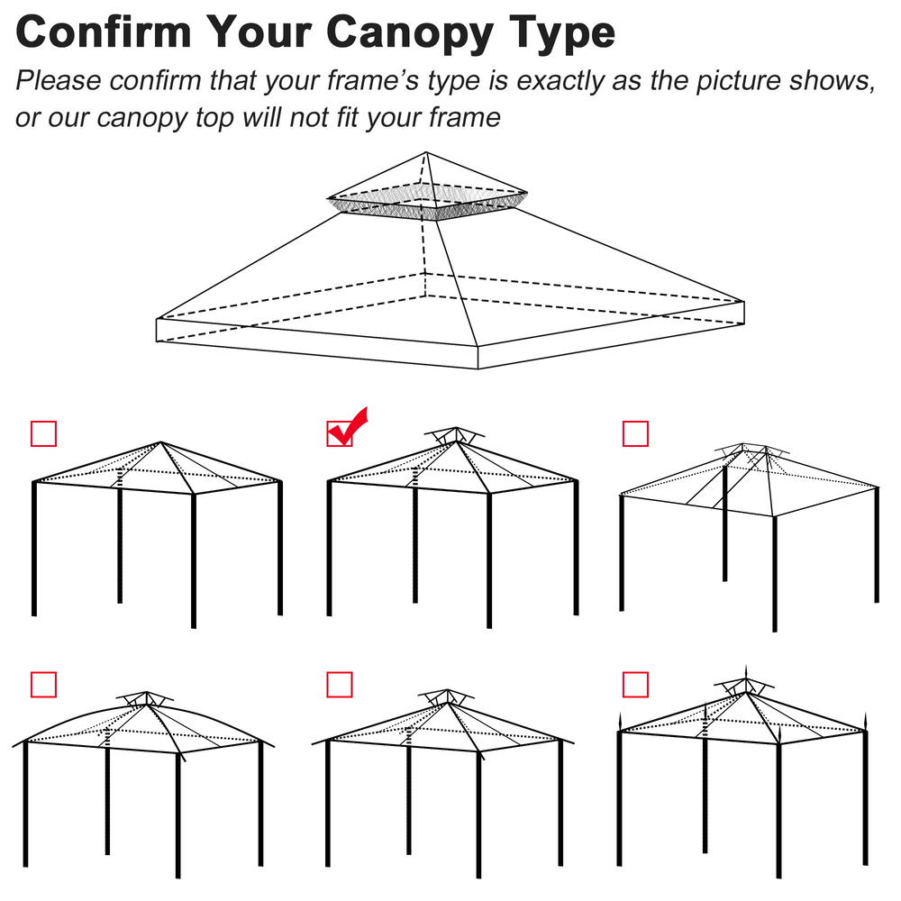 Yescom 10'x10' Gazebo Top Replacement for 2 Tier Outdoor Canopy Cover Patio Garden Yard Coffee Liqueur Y00210T10
