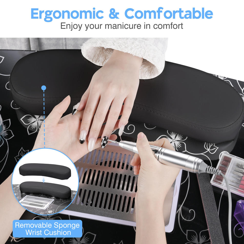 Byootique Portable Folding Manicure Nail Table Station Salon Desk Vented LED Beauty Spa