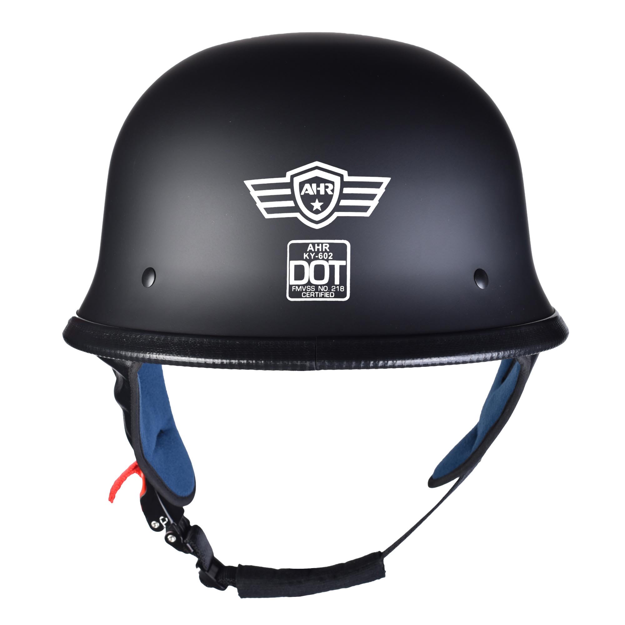AHR RUN-G DOT German Style Motorcycle Half Helmet Open Face Cruiser Chopper Biker Skull Cap Helmet L