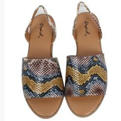 Qupid Women's Open Toe Multicolor Slingback Flat Sandal
