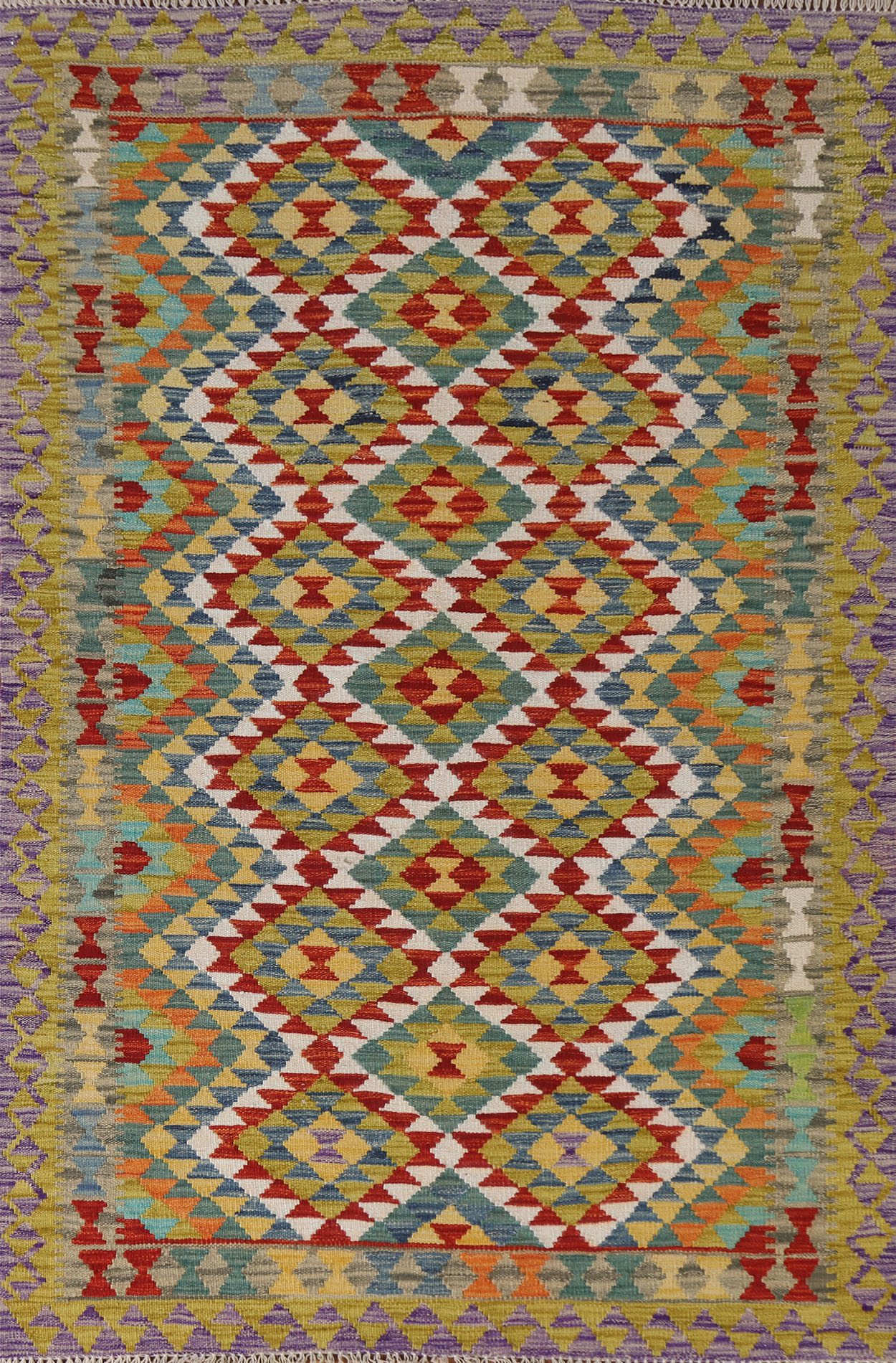 RugSource Geometric Kilim Oriental Wool Rug 4x6