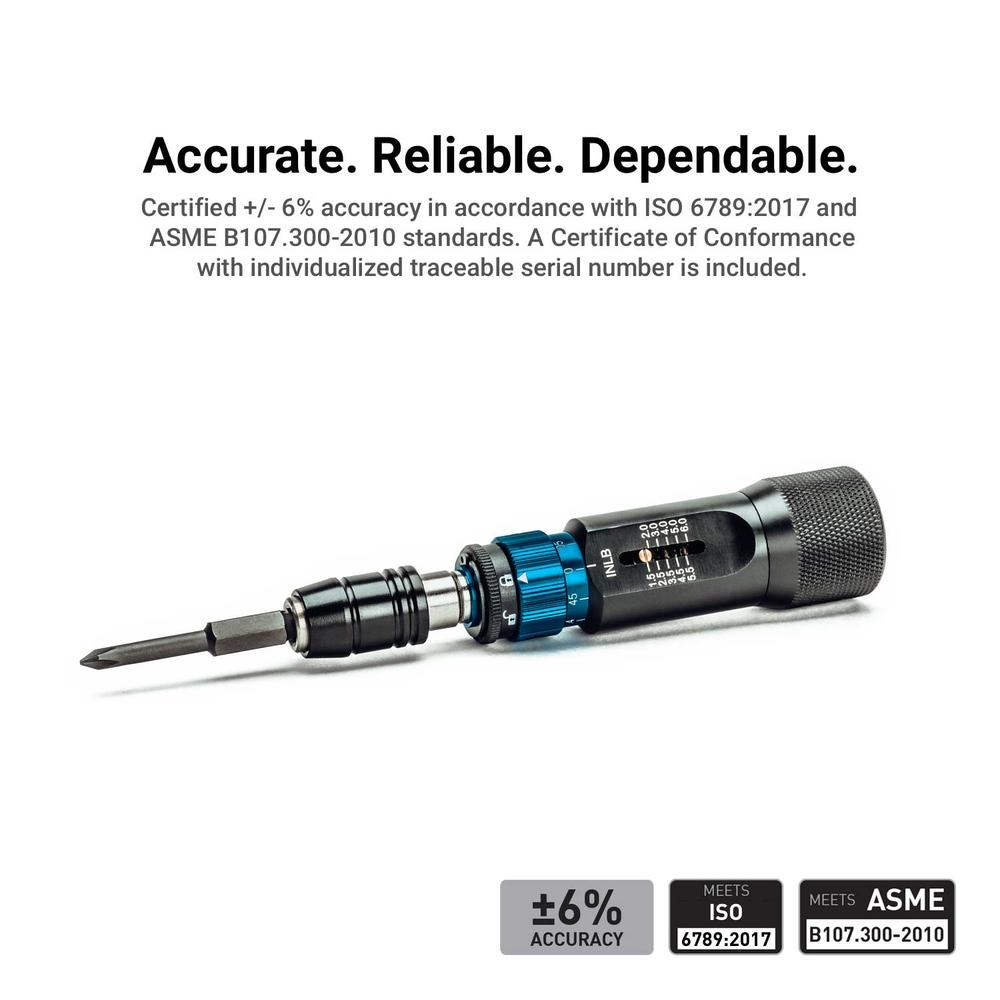 Capri Tools Ultra Precision Certified Torque Limiting Screwdriver Set, 1.5 to 6 inch-pounds in 0.05 inch-pound increments