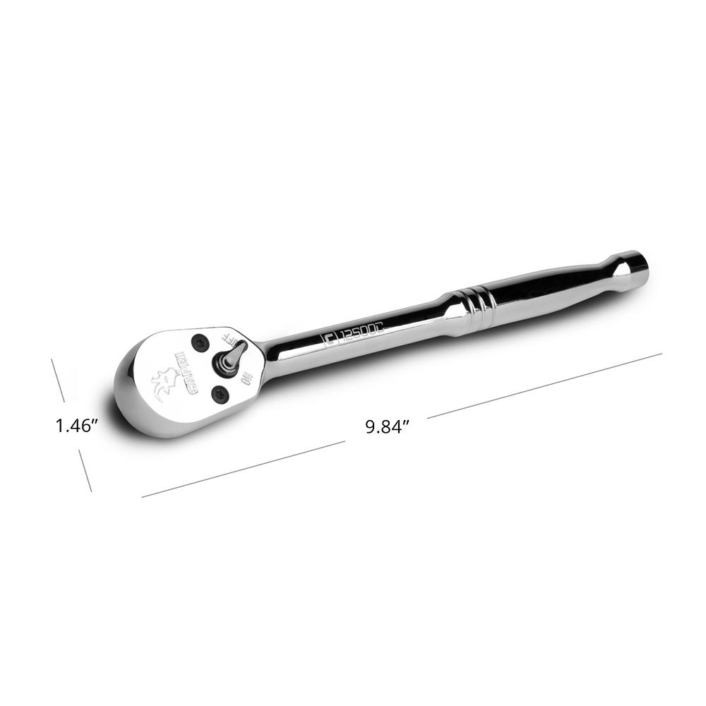 Capri Tools 1/2-Inch Drive Low Profile Ratchet, True 72-Tooth, 5-Degree Swing Arc