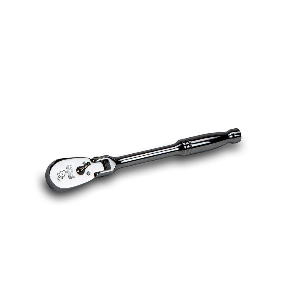Capri Tools 1/4-In Drive Low Profile Flex-Head Ratchet, True 72-Tooth, 5-Degree Swing Arc, 180-Degree Flex-Head
