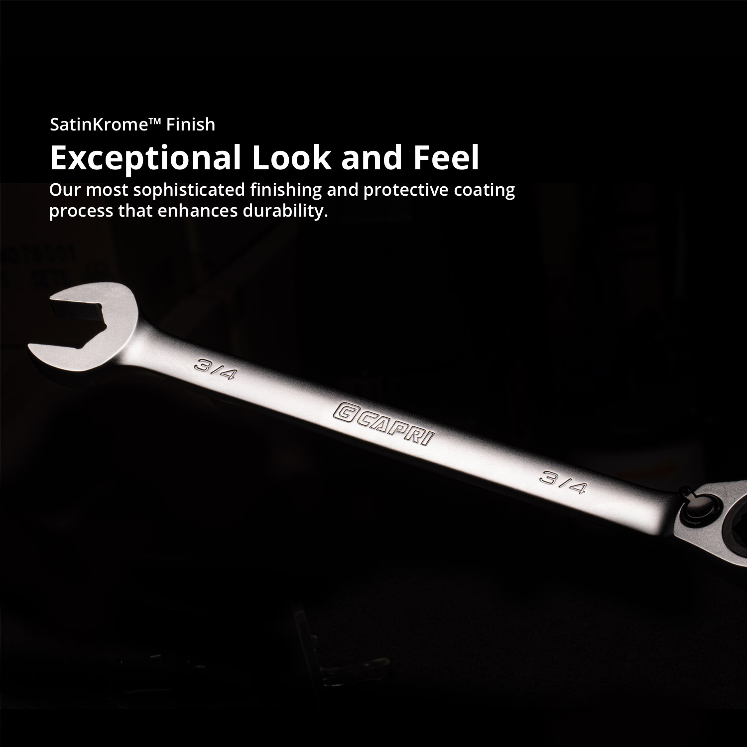 Capri Tools 6-Point Reversible Ratcheting Combination Wrench, Long Pattern, 9 mm, Metric