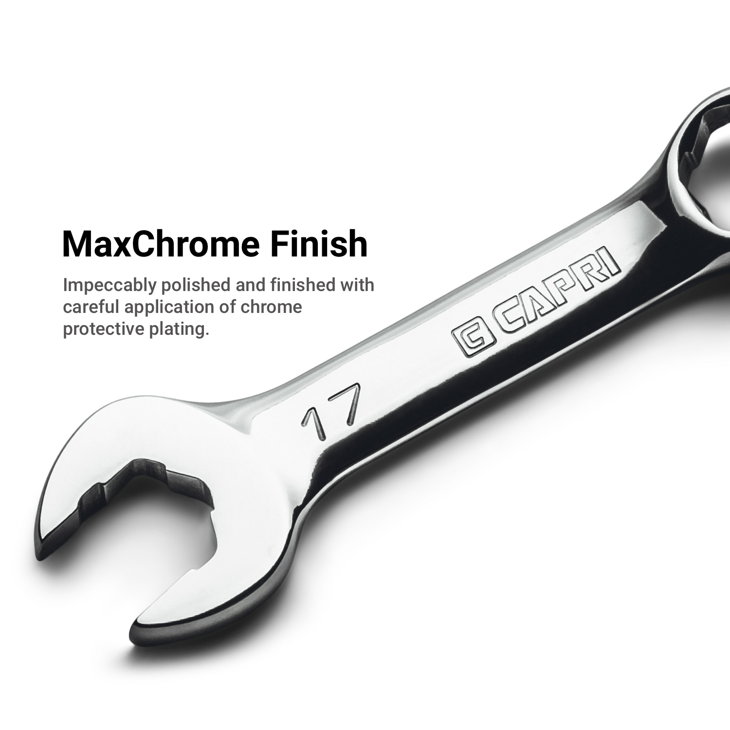 Capri Tools 3/8 in. WaveDrive Pro Stubby Combination Wrench for Regular and Rounded Bolts
