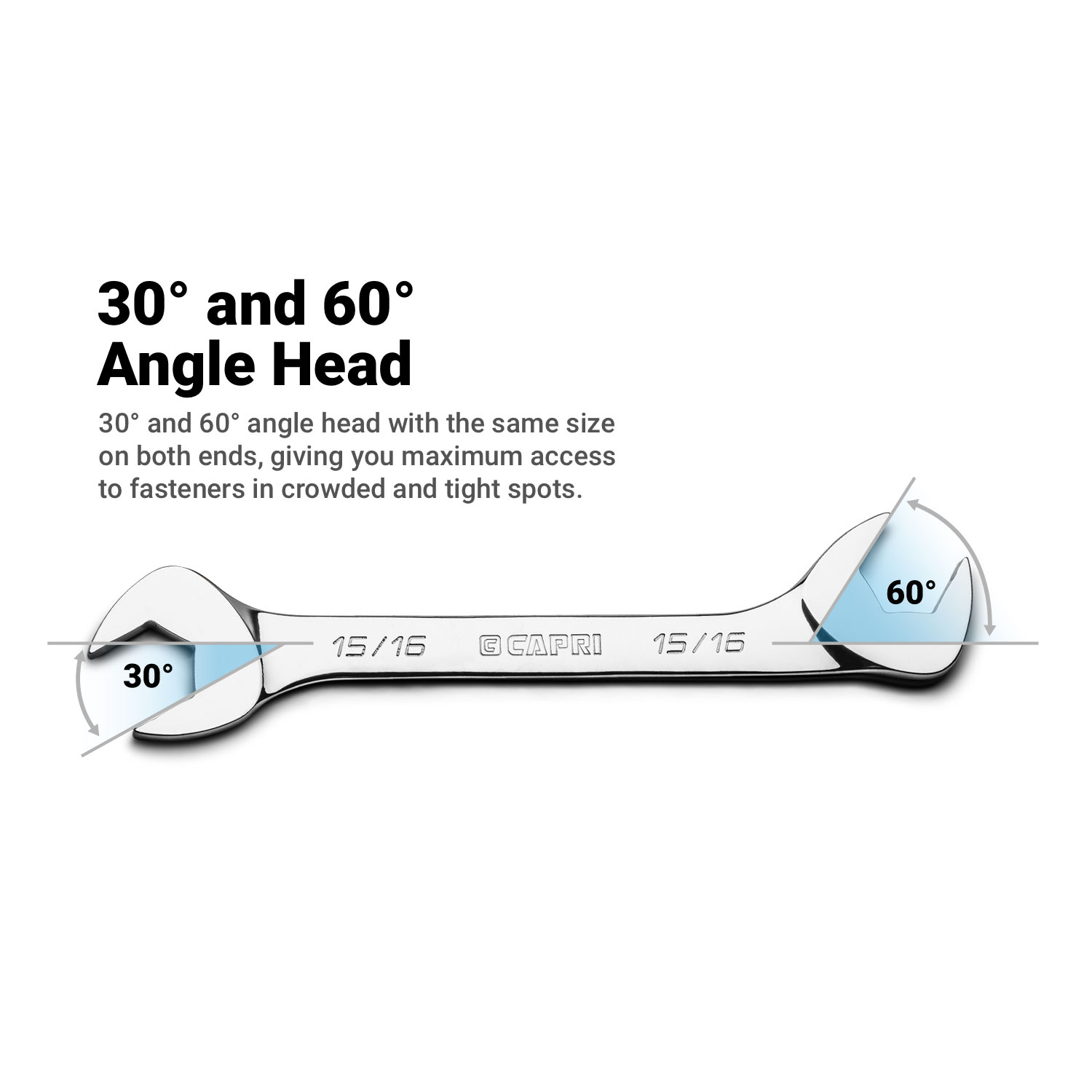 Capri Tools 3/4 in. Angle Open End Wrench, 30Â° and 60Â° angles, SAE