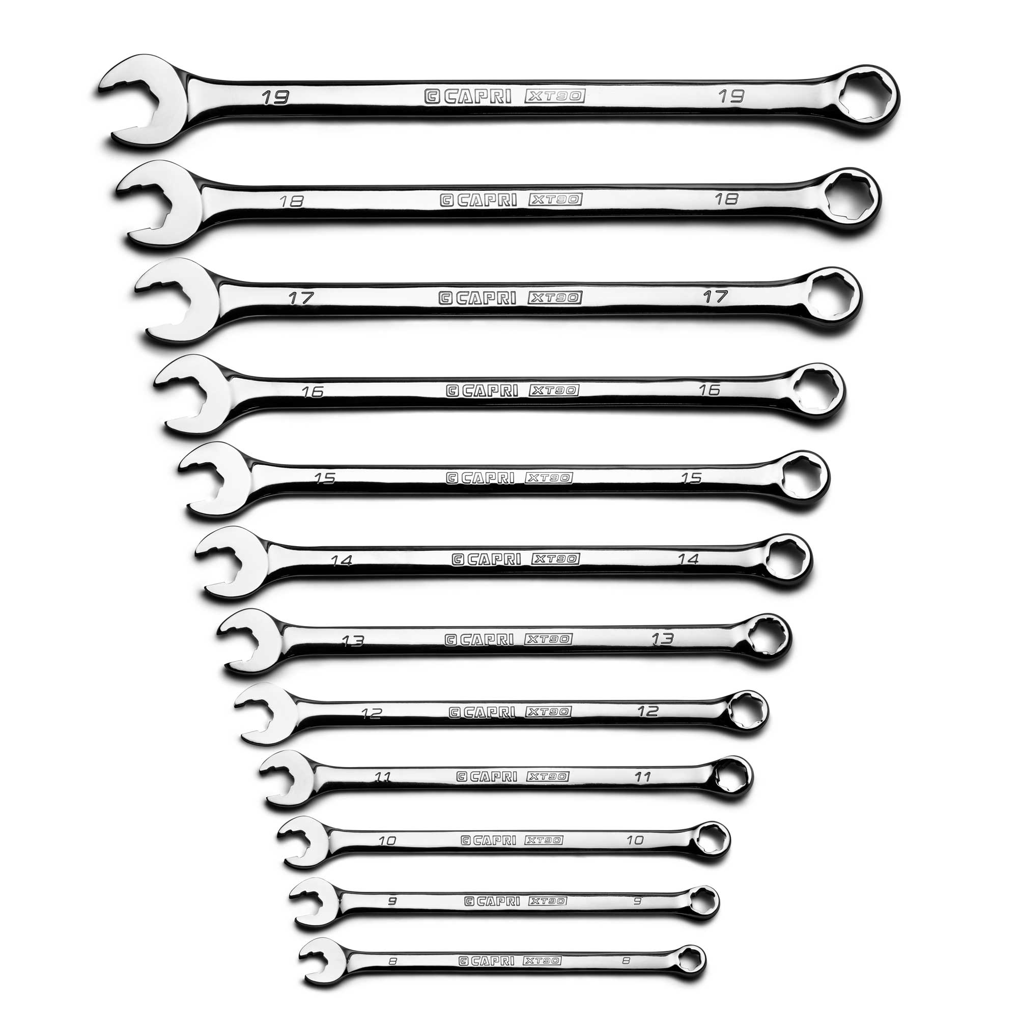Capri Tools WaveDrive Pro Combination Wrench Set for Regular and Rounded Bolts, 8 to 19 mm, Metric, 12-Piece with Pouch