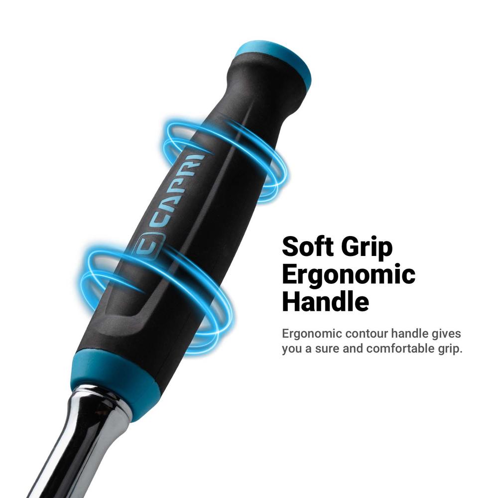 Capri Tools Fine 90-Tooth Ratchet Set, Ergonomic Soft Grip, 1/4, 3/8, 1/2 in. Drive, 3-Piece
