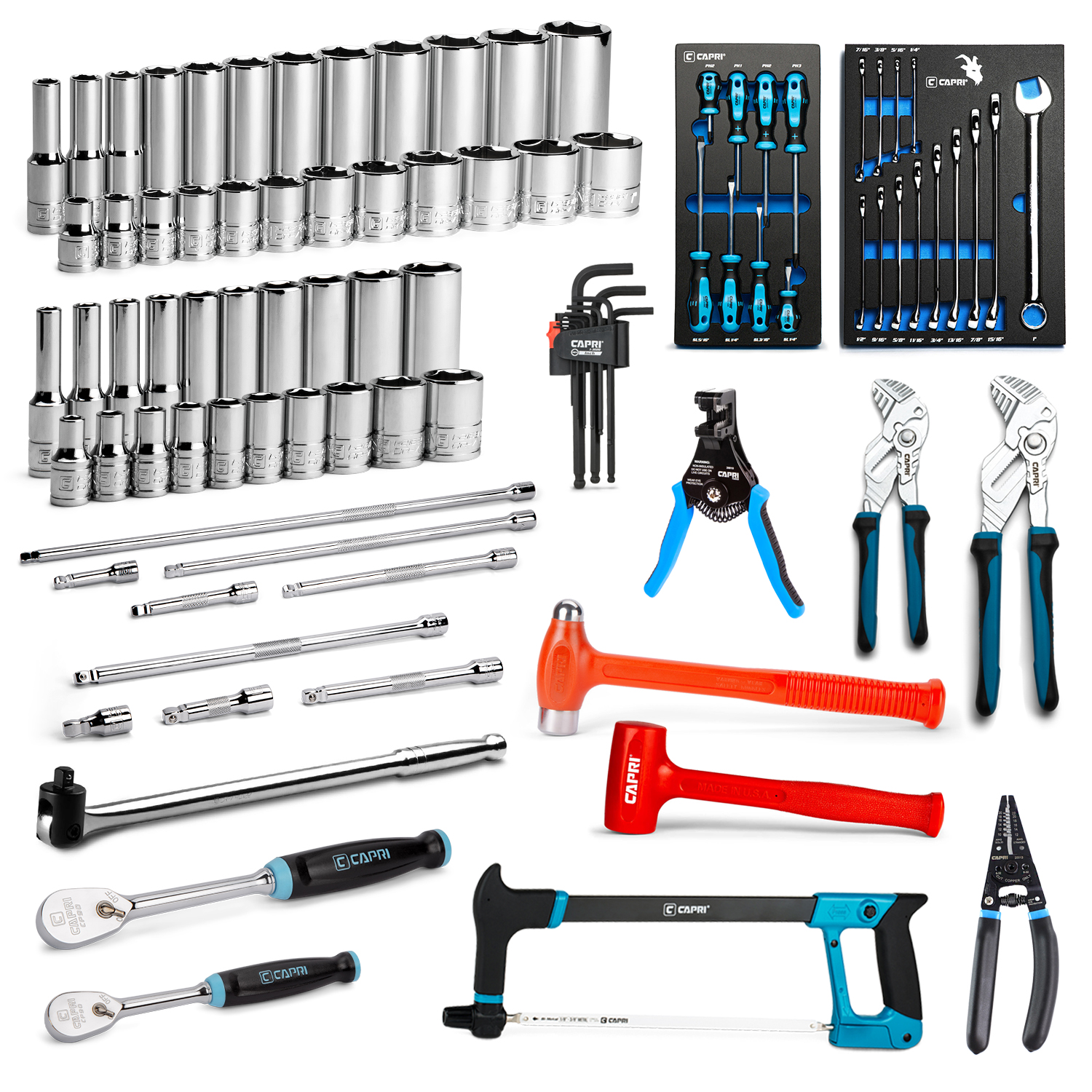 Capri Tools Apprentice Mechanics Tool Set, 93-Piece, SAE with 6-Point Sockets