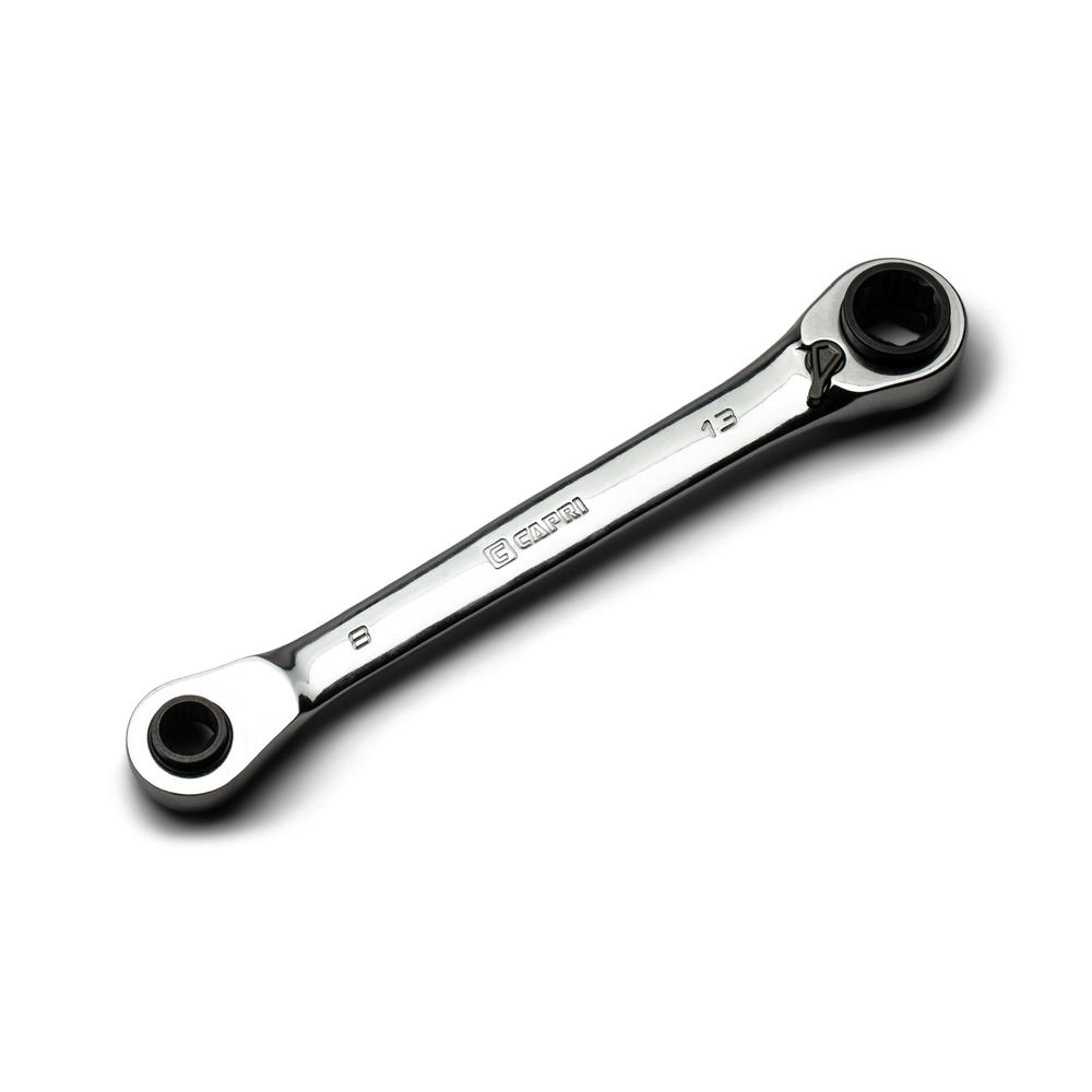Capri Tools 4-in-1 120-Tooth Box End Reversible Ratcheting Wrench, 8, 10, 12, 13 mm, Metric