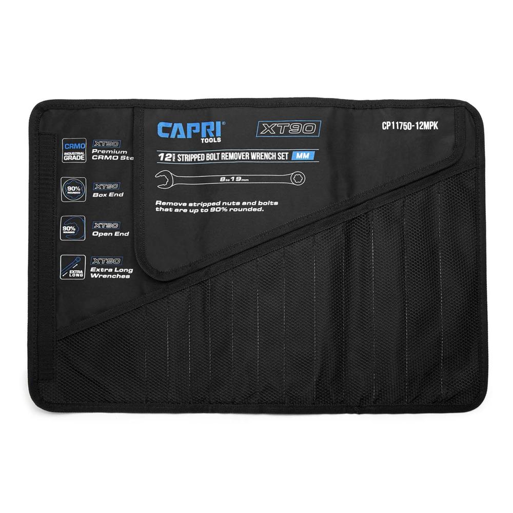 Capri Tools Wrench Roll Up Pouch for Extra-Long Wrenches, Metric, 12 Pockets