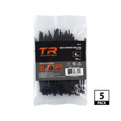 TR Industrial Multi-Purpose UV Resistant Black Cable Ties- 4 inches 500 Pack