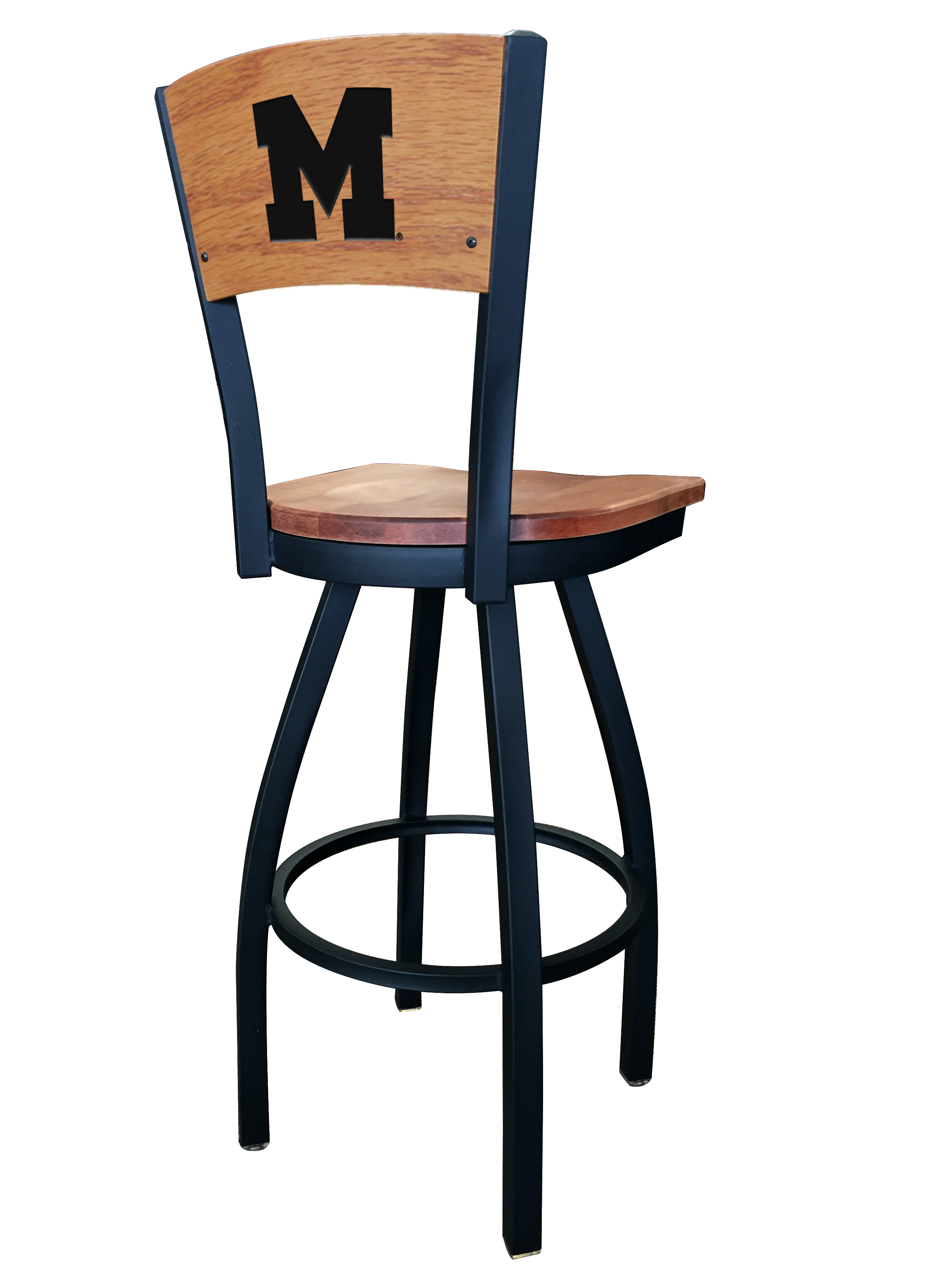Holland Bar Stool Michigan Maple Swivel Seat 30 Engraved Holland Bar Stool Michigan Maple Swivel Seat 30 Engraved Logo Back