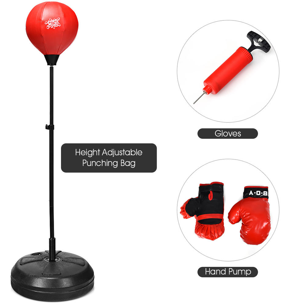 Costway Boxing Punching Bag w/Height Adjustable Stand Boxing Gloves