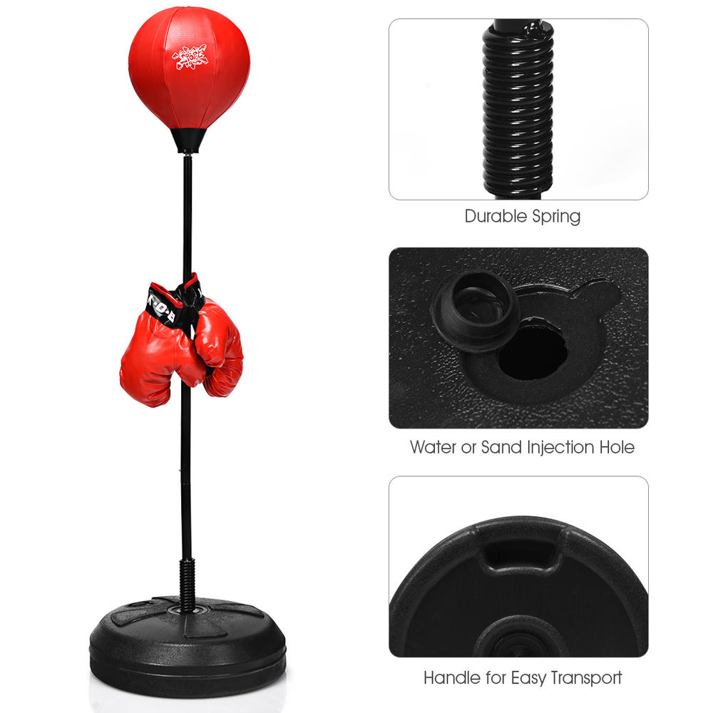 Costway Boxing Punching Bag w/Height Adjustable Stand Boxing Gloves