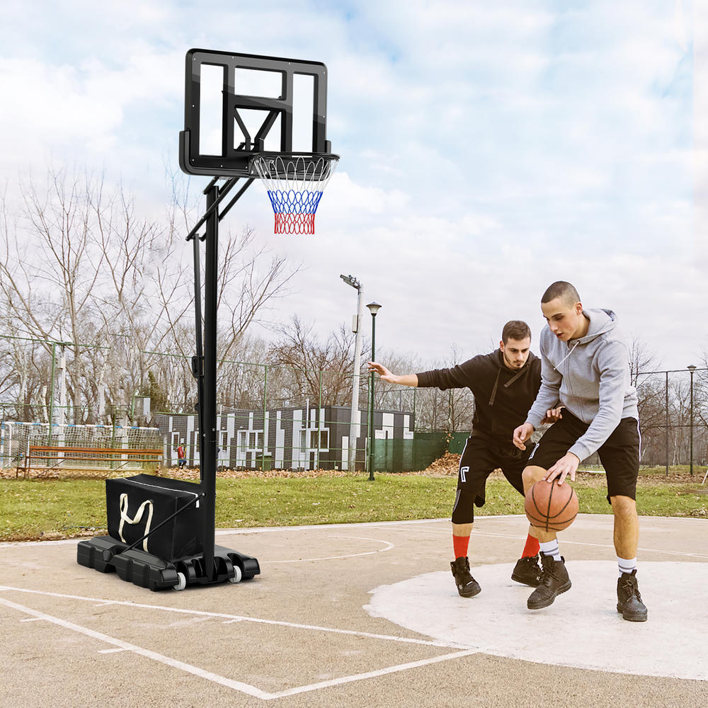 Costway 44'' Portable Adjustable Basketball Goal Hoop Stand System withSecure Bag Outdoor