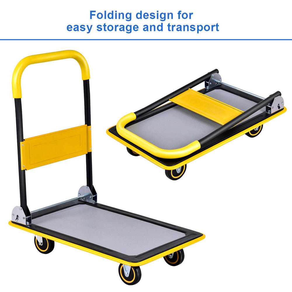 Costway 330lbs Folding Platform Cart Dolly Push Hand Truck Moving Warehouse Foldable