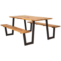 Costway Patented Picnic Table with 2 Benches 70'' Dining Table Set with Seats and Umbrella Hole