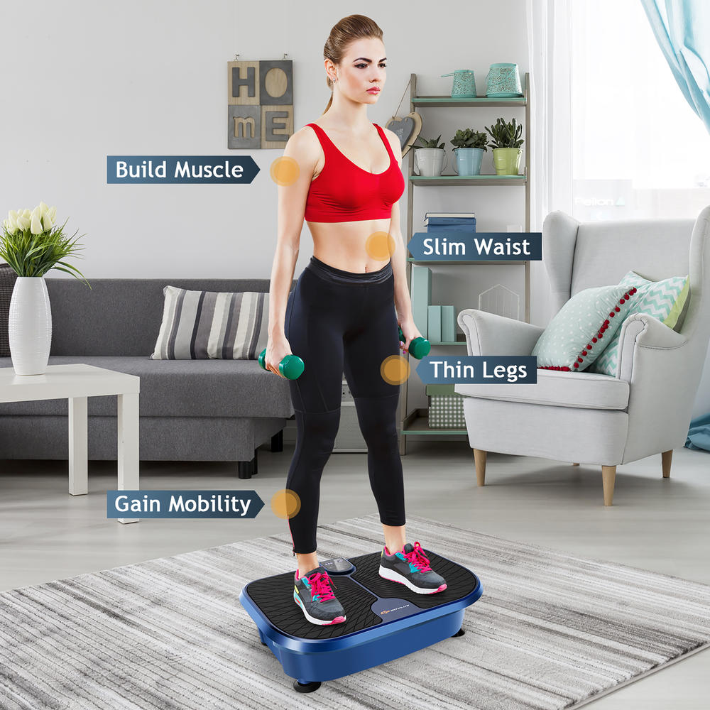 Costway Goplus Mini Vibration Plate Fitness Exercise Machine with Remote Control Loop Bands