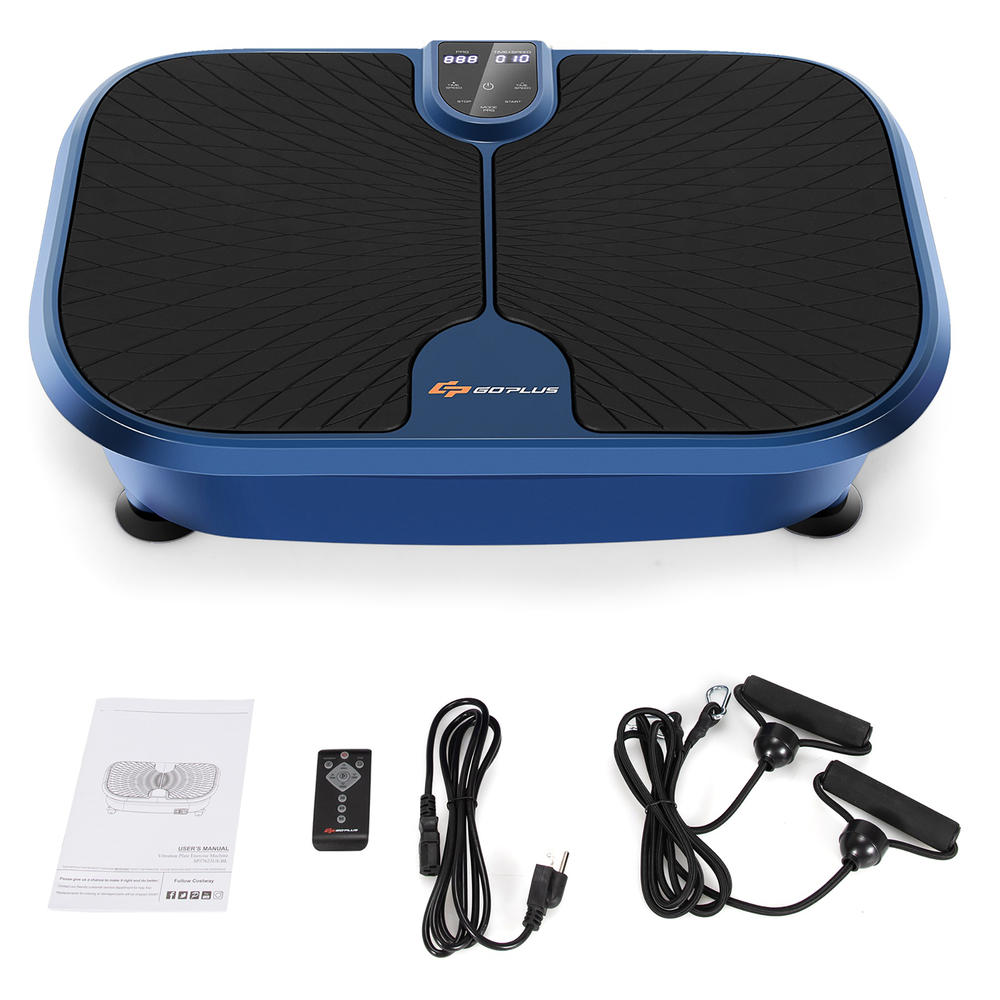 Costway Goplus Mini Vibration Plate Fitness Exercise Machine with Remote Control Loop Bands