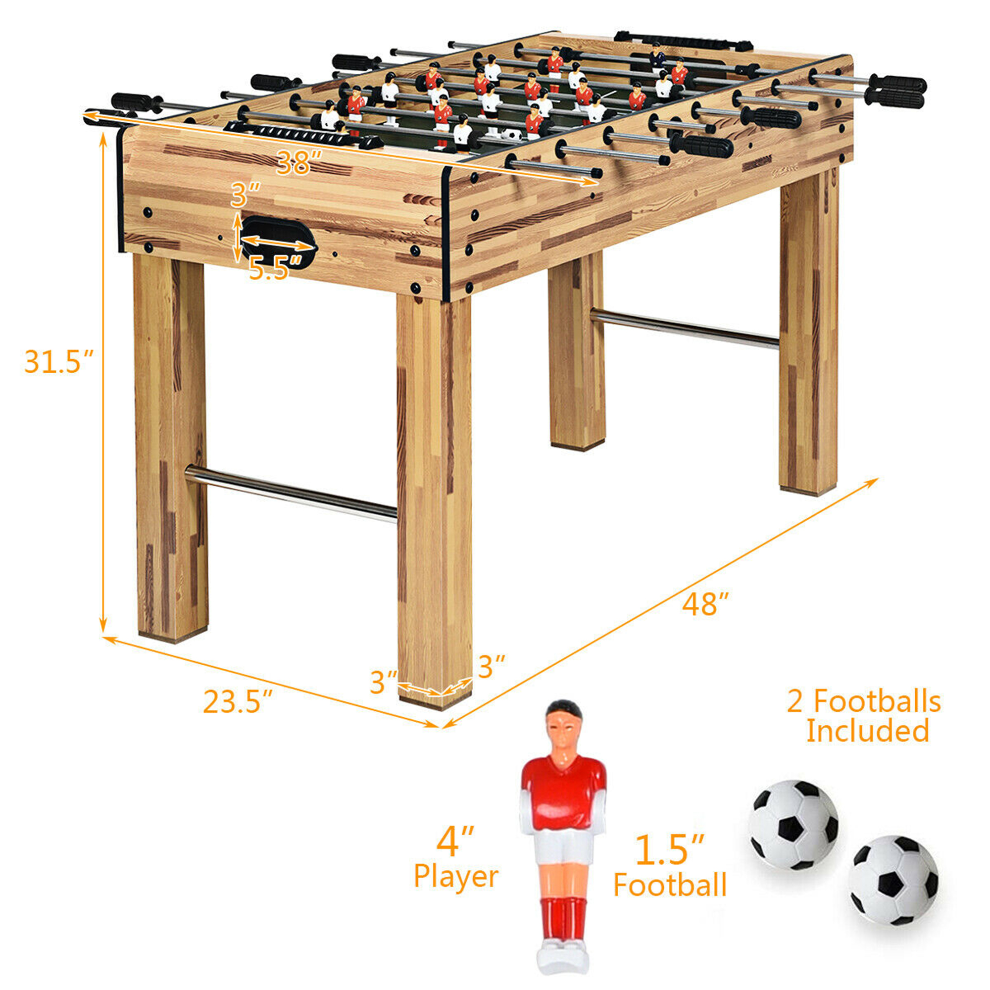 Costway 48'' Foosball Table Home Soccer Game Table Christmas Families Party Recreation
