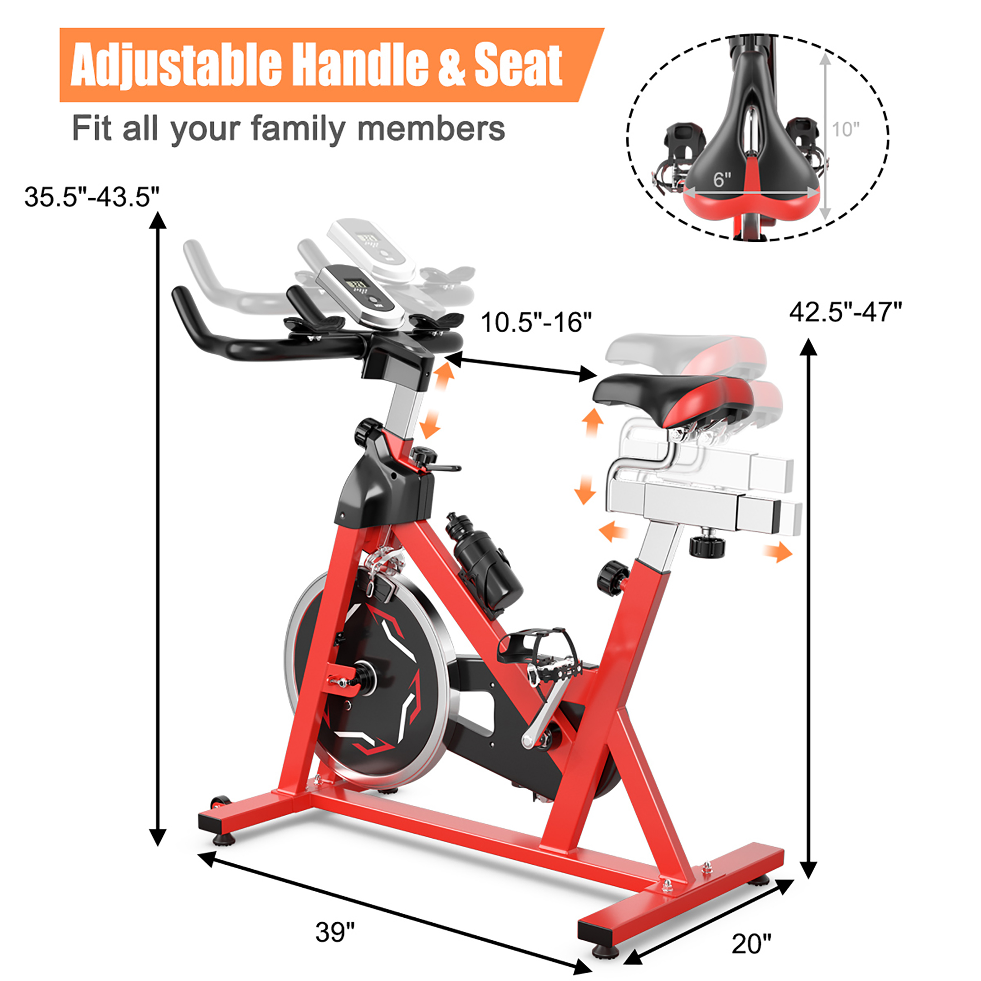 Costway Goplus Stationary Indoor Fitness Cycling Bik w/ LCD Monitor Red